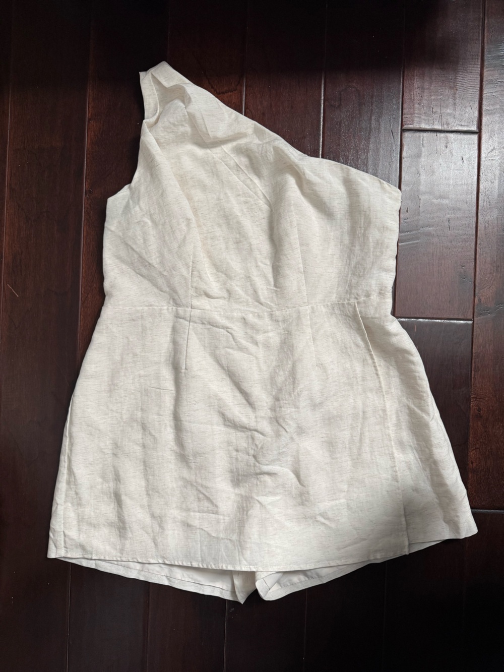Women’s Cream Linen Blend one shoulder romper